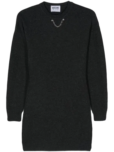 MOSCHINO CHAIN-EMBELLISHED KNITTED DRESS
