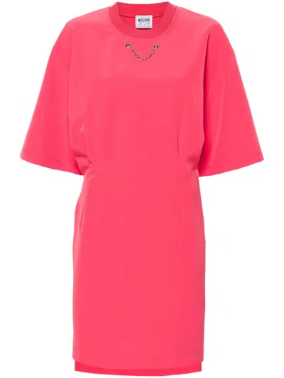 Moschino Jeans Chain-link Embellished Midi Dress In Pink