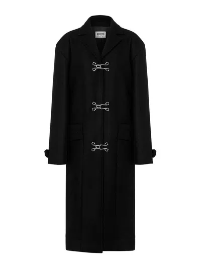 Moschino Jeans Notched-collar Single-breasted Coat In Black