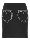 Moschino Jeans Embroidered Wool Miniskirt In Grey