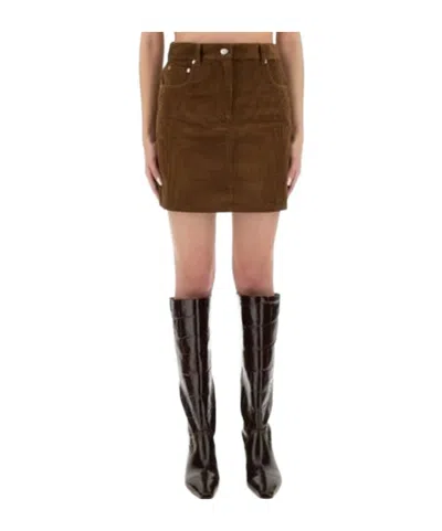MOSCHINO MOSCHINO JEANS CORDUROY LOGO PATCH SKIRT