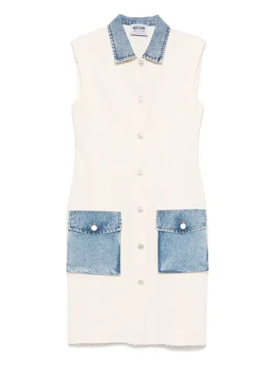 Moschino Jeans Cotton-blend Dress In Beige