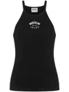 Moschino Jeans Cotton Blend Logo Tank Top In Black