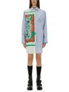 Moschino Jeans Cotton Chemise Dress In Baby Blue