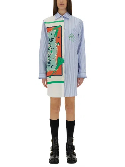 Moschino Jeans Cotton Chemise Dress In Baby Blue