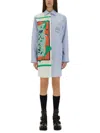 Moschino Jeans Cotton Chemise Dress In Baby Blue