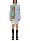 Moschino Jeans Cotton Chemise Dress In Baby Blue