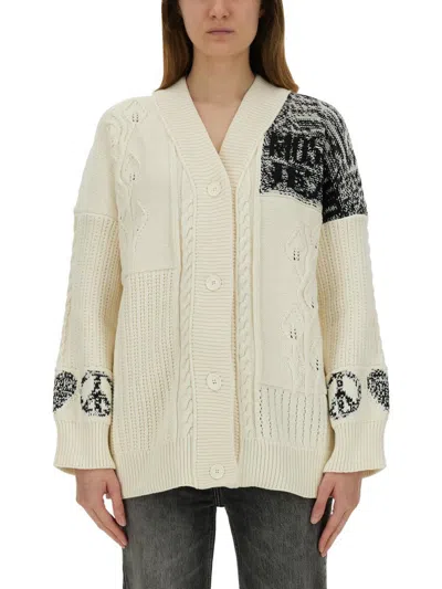 Moschino Jeans Cotton Knit Cardigan In Multi