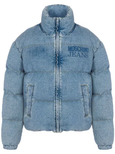 Moschino Jeans Cotton Puffer Jacket In 蓝色