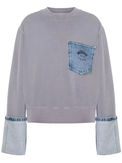 Moschino Jeans Cotton Sweatshirt In Grey