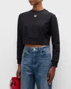 Moschino Jeans Cropped Crewneck Pullover In Black