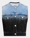 Moschino Jeans Cropped Denim Shadow Vest In Multi Black