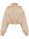 Moschino Cropped Hooded Jacket In Brown