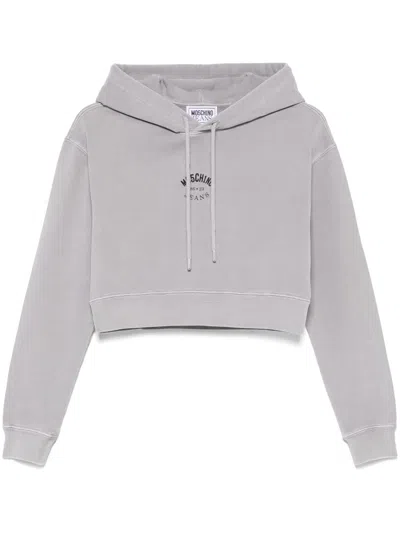 Moschino Jeans Cropped Hoodie In Grey