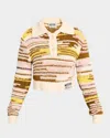 Moschino Cropped Multicolor Cotton And Nylon Pullover In Multi
