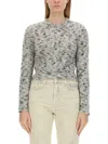 Moschino Cropped Cable Knit Top In Gray