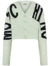 Moschino Cropped Knitted Cardigan In Green