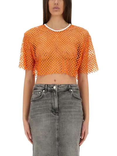 MOSCHINO JEANS MOSCHINO JEANS CROPPED MESH TOP