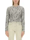 Moschino Cropped Cable Knit Top In Grey
