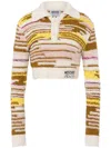 Moschino Cropped Multicolor Cotton And Nylon Pullover In Multi