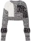 Moschino Cropped Cotton And Nylon Pullover Urban In Gray