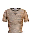 Moschino Tiger Stripes Mesh Tee In Animal Print