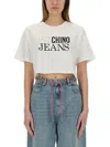 Moschino Logo Cropped Crew Neck T-shirt In White