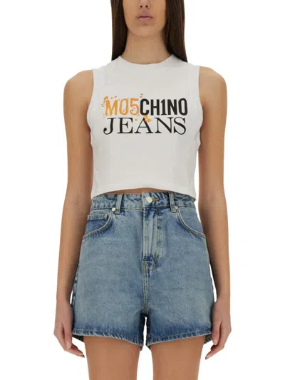 MOSCHINO JEANS MOSCHINO JEANS CROPPED TOP WITH LOGO