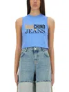 Moschino Jeans Graphic-print Sleeveless Tank Top In Blue
