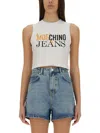 Moschino Jeans Cropped Top With Logo In White