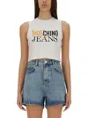 Moschino Jeans Cropped Top With Logo In White