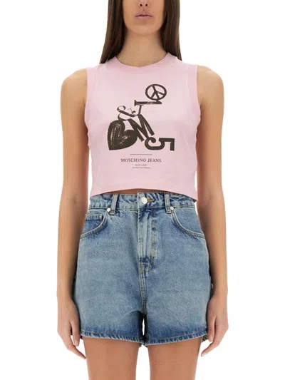 MOSCHINO JEANS MOSCHINO JEANS CROPPED TOP WITH PRINT