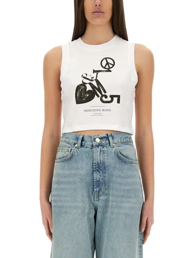 MOSCHINO JEANS MOSCHINO JEANS CROPPED TOP WITH PRINT