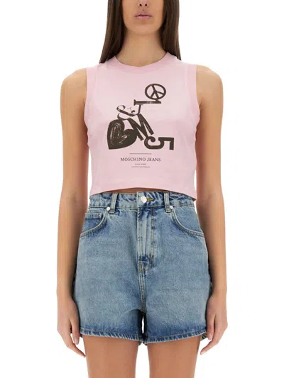 Moschino Jeans Cropped Top With Print