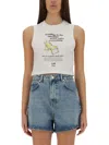 Moschino Graphic Print Sleeveless Crop Top In White