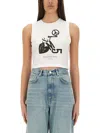 Moschino Jeans Cropped Top With Print In White