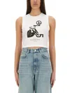 Moschino Jeans Cropped Top With Print In White