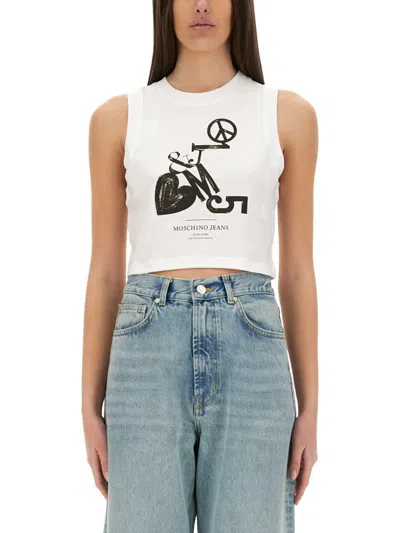 MOSCHINO JEANS MOSCHINO JEANS CROPPED TOP WITH PRINT
