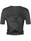 Moschino Crossover Ribbed Crop Top In Grey