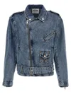 Moschino Jeans Crystal Denim Jacket In Blue