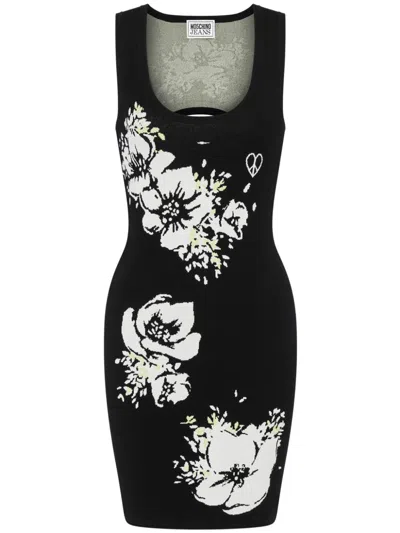 Moschino Cut-out Knitted Dress In Black