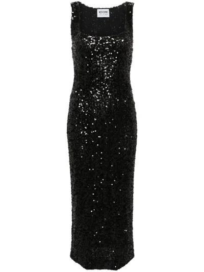 Moschino Cut-out Sequined Midi Dress In Black