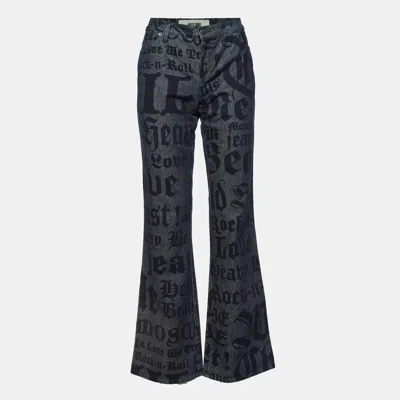 Pre-owned Moschino Dark Blue Logo Print Denim Jeans M Waist 30"
