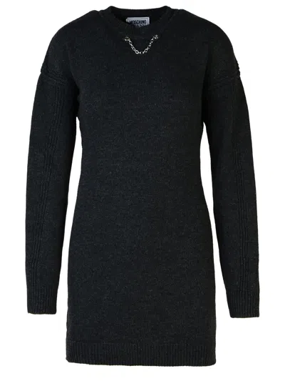 MOSCHINO MOSCHINO JEANS DARK GREY WOOL BLEND DRESS