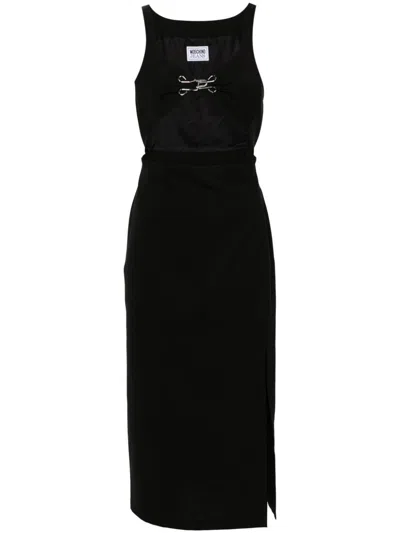 Moschino Jeans Decorative Hook Midi Dress In Black