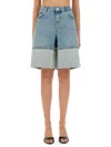 Moschino Wide Fit Denim Bermuda Shorts With Contrast Hem In Blue