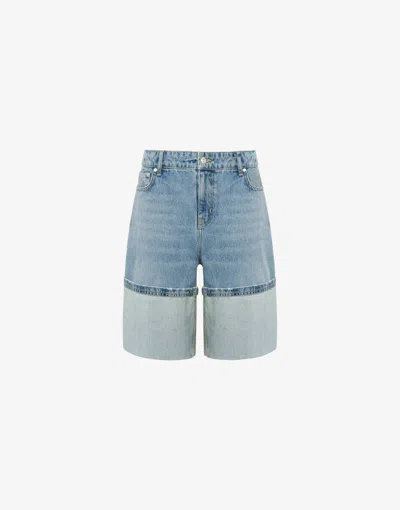 Moschino Denim Bermuda Shorts With Turn-up In Blue