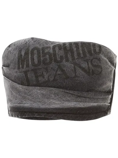 MOSCHINO DENIM CROP TOP