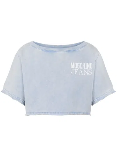 MOSCHINO DENIM CROPPED T-SHIRT