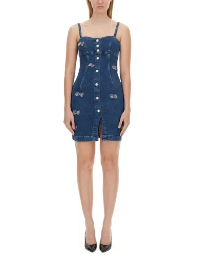 Moschino Denim Cotton Dress In Blue